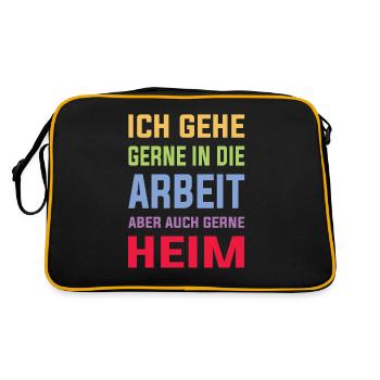 Ich gehe gerne in die Arbeit aber auch gerne Heim - Retro Tasche - Schwarz/Gold - Hinten