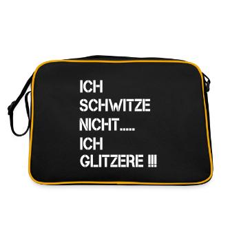 Ich schwitze nicht ich glitzere - Retro Tasche - Schwarz/Gold - Hinten