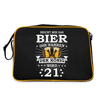 Reicht mir das Bier ihr Narren der König wird 21 - Retro Tasche - Schwarz/Gold - Hinten