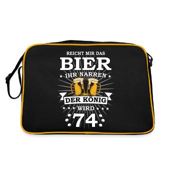 Reicht mir das Bier ihr Narren der König wird 74 - Retro Tasche - Schwarz/Gold - Hinten