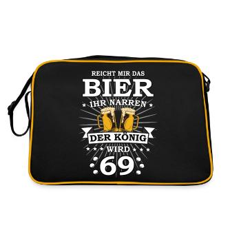 Reicht mir das Bier ihr Narren der König wird 74 - Retro Tasche - Schwarz/Gold - Hinten
