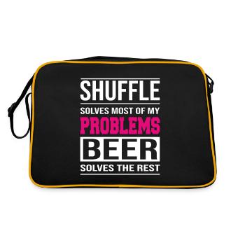 Shuffle solves problems, beer solves the rest - Retro Bag - black/gold - Back