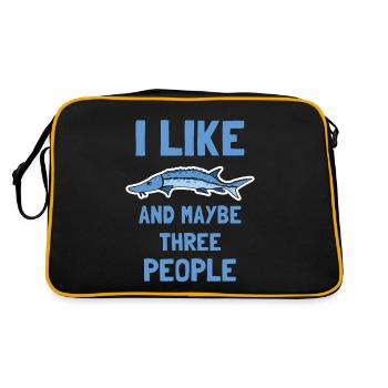Ich mag Störe und vielleicht drei Menschen - Retro Tasche - Schwarz/Gold - Hinten
