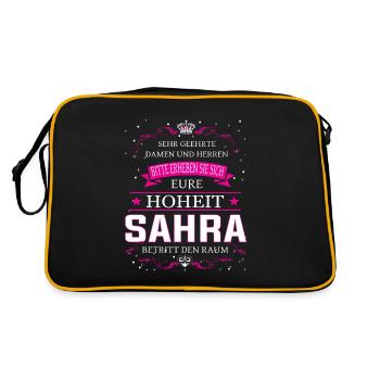 Eure Hoheit Sahra betritt den Raum - Retro Tasche - Schwarz/Gold - Hinten