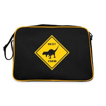 Achtung Carnotaurus kreuzt die Straße Design - Retro Tasche - Schwarz/Gold - Hinten