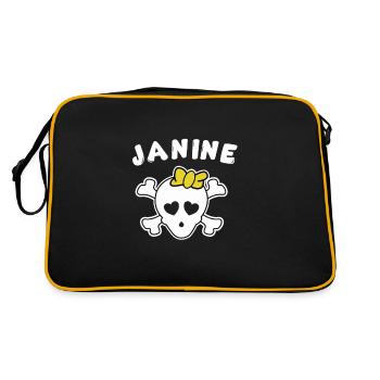 Piratin Janine Design für Mädchen und Frauen - Retro Tasche - Schwarz/Gold - Hinten