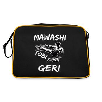 Mawashi Tobi Geri, der Karate Kick im Sprung - Retro Tasche - Schwarz/Gold - Hinten