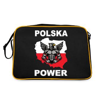 Polska Power, coole Polen Design mit weißen Adler - Retro Tasche - Schwarz/Gold - Hinten