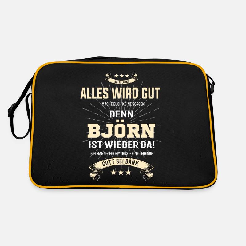 Alles wird gut denn Björn Ist da Outfit - Retro Tasche - Schwarz/Gold