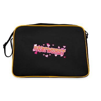 Bratwurst mit Herzen - Grillwurst Fan Design - Retro Tasche - Schwarz/Gold - Hinten