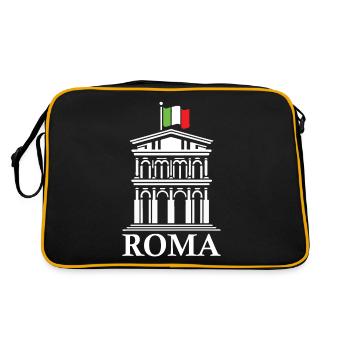 Roma Design mit Fahne und römischer Baukunst - Retro Tasche - Schwarz/Gold - Hinten