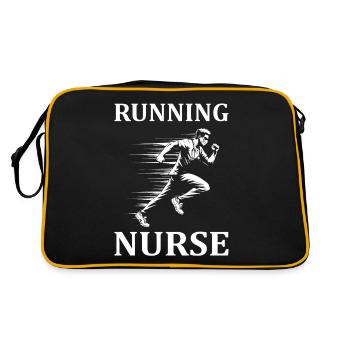 Cooles Krankenpfleger Design: Running Nurse - Retro Tasche - Schwarz/Gold - Hinten
