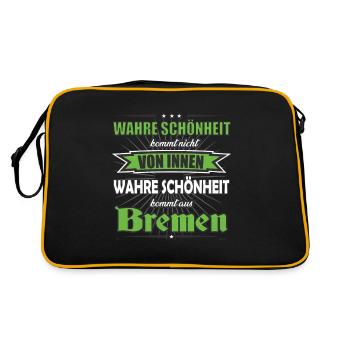 Wahre Schönheit kommt aus Bremen Design - Retro Tasche - Schwarz/Gold - Hinten