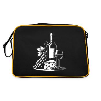 Fromage, raisins et vin Design pour les connaisseurs - Sac Retro - noir/or - Dos