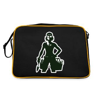 Coole Gärtnerin mit Sonnenbrille - Retro Tasche - Schwarz/Gold - Hinten