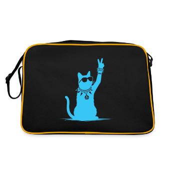Blue Rocker Cat - Drôle de musique rock Cat Design - Sac Retro - noir/or - Dos