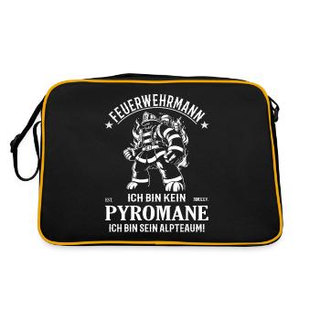 Feuerwehrmann, kein Pyromane sondern Held - Retro Tasche - Schwarz/Gold - Hinten