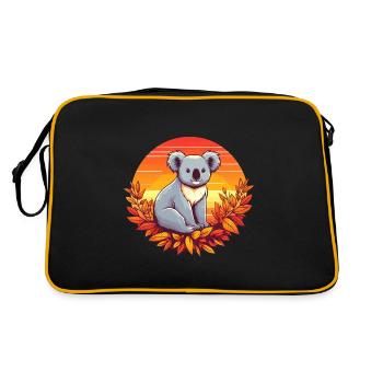 Herbstlicher Koala in bunten Blättern - Retro Tasche - Schwarz/Gold - Hinten