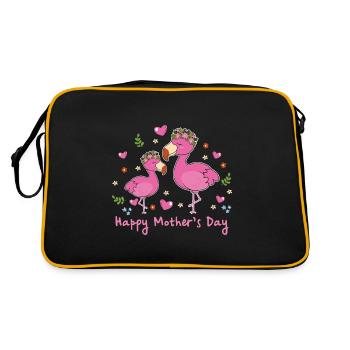 Maman animal Flamingo pour la fête des mères - Sac Retro - noir/or - Dos