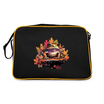 Laubfrisch in bunten Blättern - Retro Tasche - Schwarz/Gold - Hinten