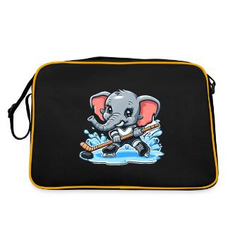 Elefant als Eishockeyspieler - Retro Bag - black/gold - Back