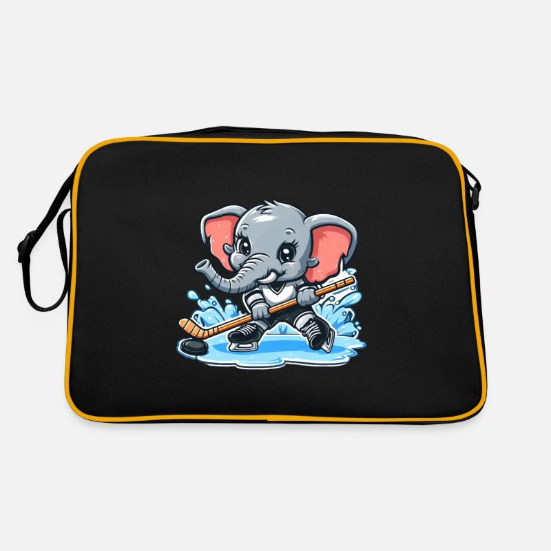 Elefant als Eishockeyspieler Retro Bag