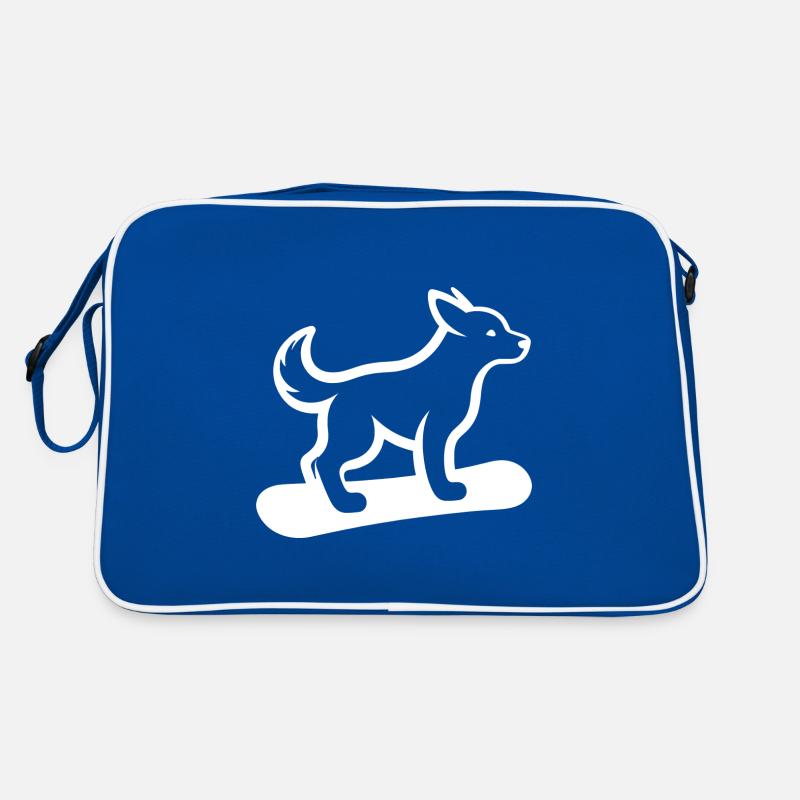 Hund Snowboard Snowboarder Minimalistisches Design Retro Tasche