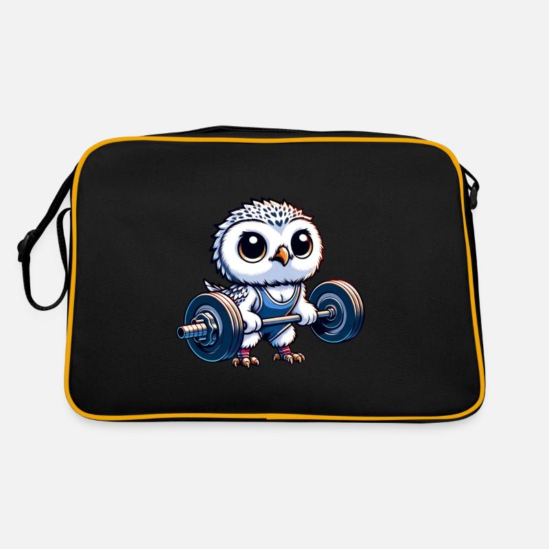 Eule mit Hanteln Workout Schneeeule Stemmen Retro Tasche