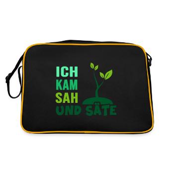 Garten Aussaat Pflanzen Gärtner Gartenarbeit - Retro Tasche - Schwarz/Gold - Hinten