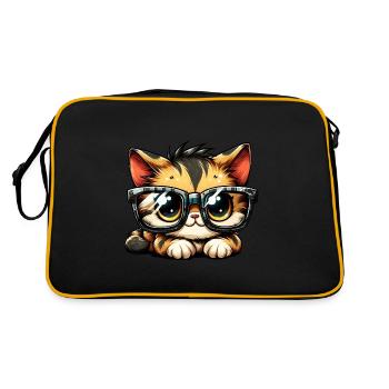 Chat mignon avec de grandes lunettes de nerd - Sac Retro - noir/or - Dos