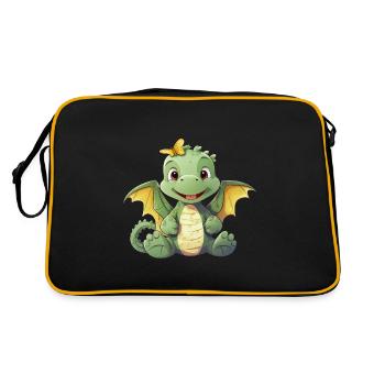Dino Dinosaur Angel Wings Dragon - Retro Bag - black/gold - Back