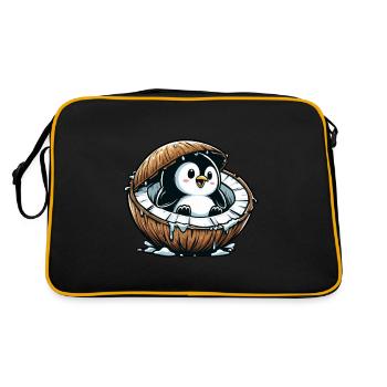 Pingouin mignon noix de fruits d’été drôle - Sac Retro - noir/or - Dos