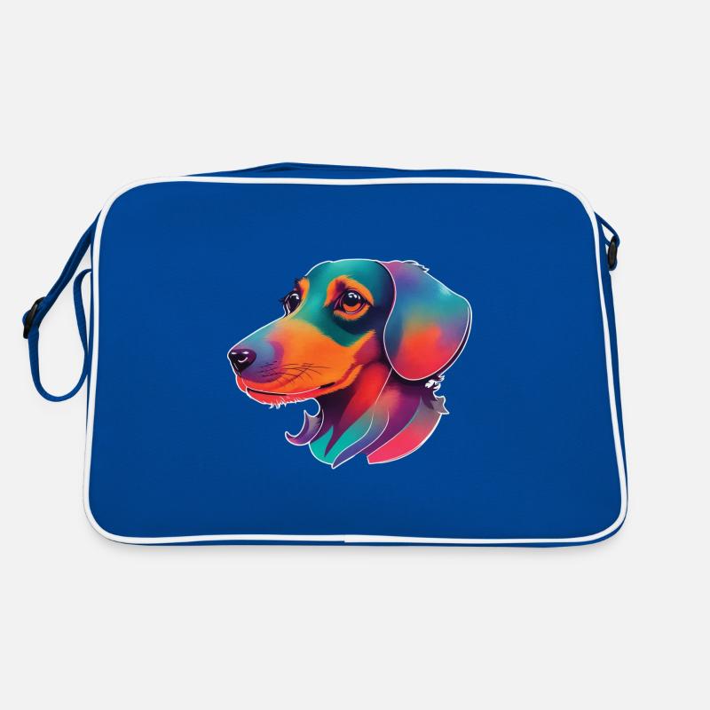 Farbenfrohes Dackel Hunde Kunstwerk Retro Tasche