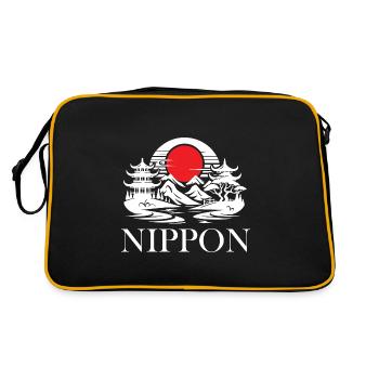 Japan Design, Landscape with Red Sunrise - Retro Bag - black/gold - Back