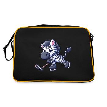Joueur de hockey sur glace Zebra - Illustration amusante - Sac Retro - noir/or - Dos