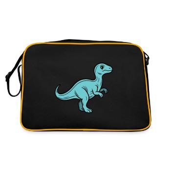 Blue Baby Dino - Dinosaur for Kids - Retro Bag - black/gold - Back