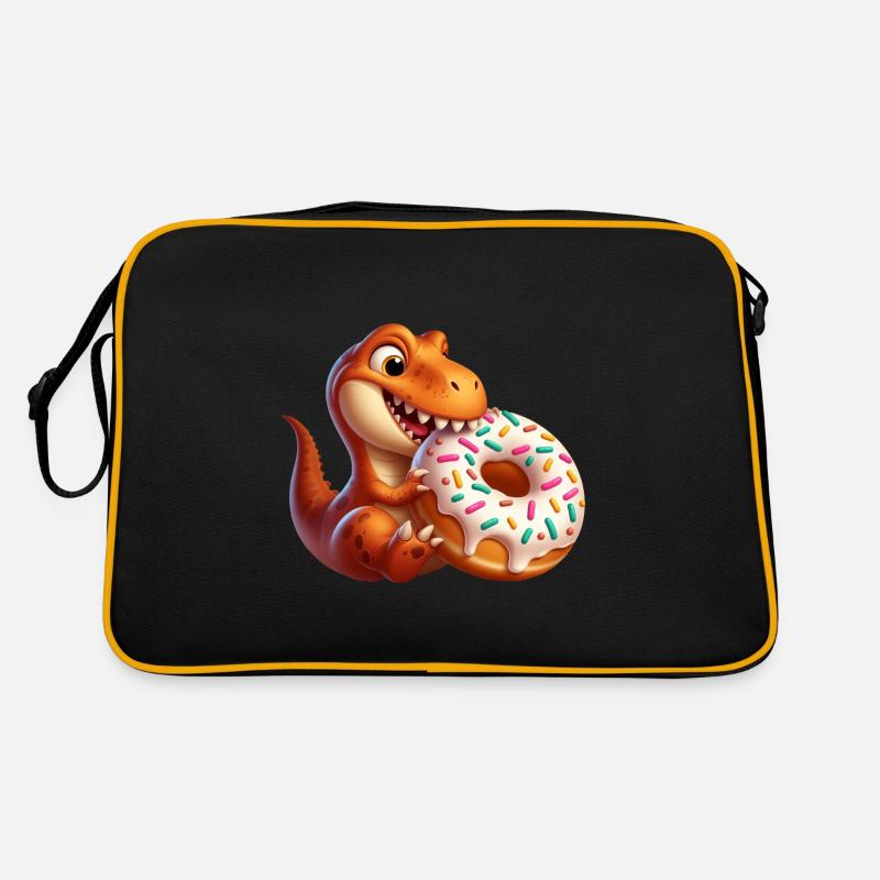 Dino T-Rex Donut Süßigkeit Gebäck Retro Tasche