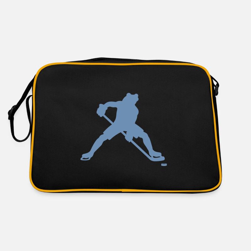 Frosch Eishockeyspieler Silhouette minimalistisch - Retro Tasche - Schwarz/Gold
