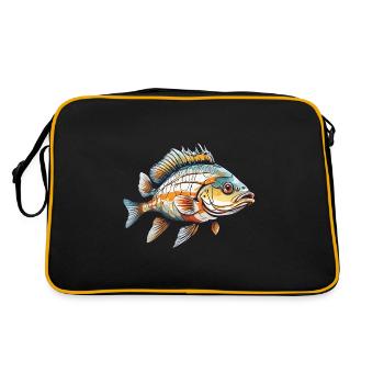 Fisch Design Hobby Angeln Fischen Fischliebhaber - Retro Tasche - Schwarz/Gold - Hinten