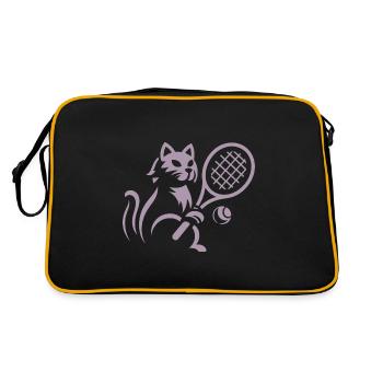 Minimalist silhouette cat tennis player - Retro Bag - black/gold - Back