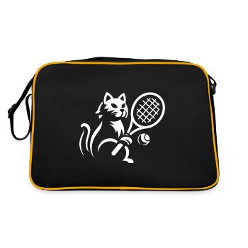 Minimalist silhouette cat tennis player - Retro Bag - black/gold - Back