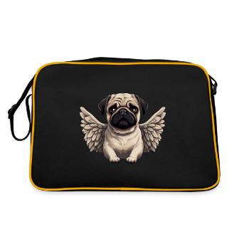 Cute pug angel in comic style - Retro Bag - black/gold - Back
