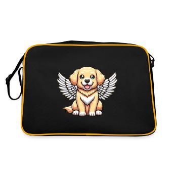 Engelhafter Golden Retriever mit Flügeln – - Retro Tasche - Schwarz/Gold - Hinten