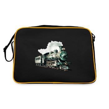 Polygonale Pracht: Die kunstvolle Dampflok - Retro Tasche - Schwarz/Gold - Hinten