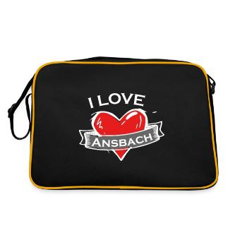 Ansbach - Ich liebe Stadtnamen in Tattoo Stil - Retro Tasche - Schwarz/Gold - Hinten