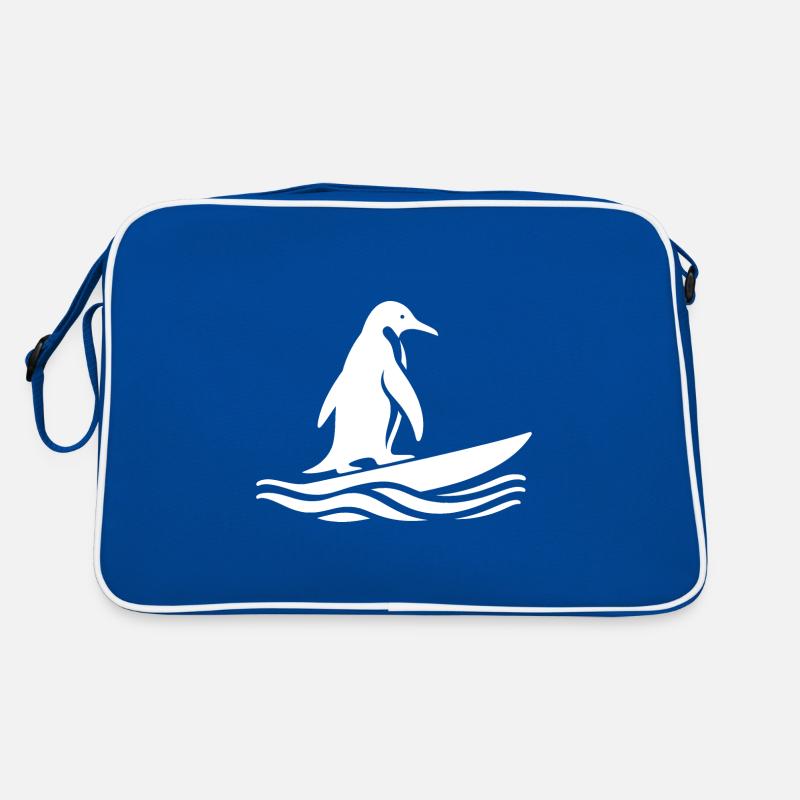 Pingouin, Surfeur, Silhouette, Surf, Surf Sac Retro