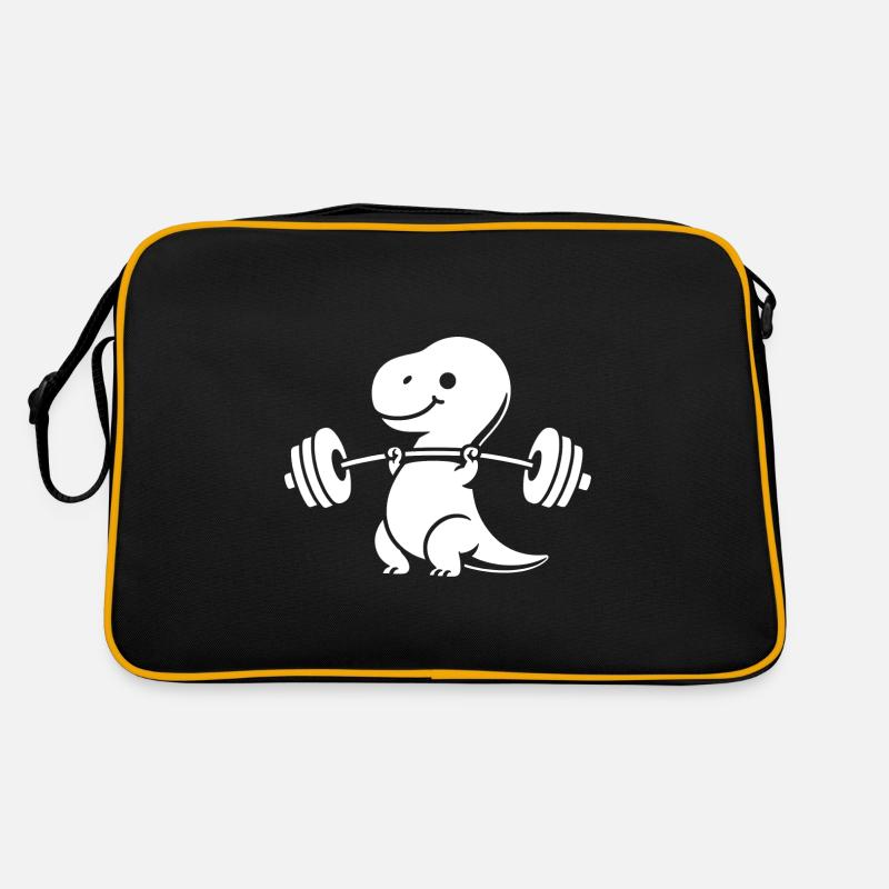 T-Rex mit Hantel Workout Retro Tasche