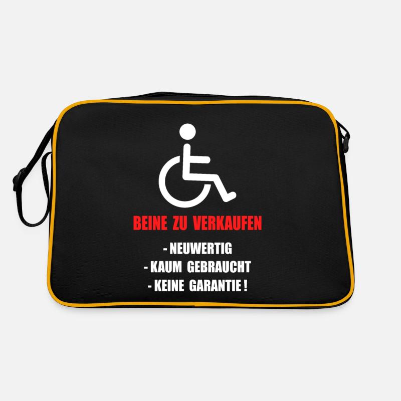 Rollstuhl Handicap Humor Behinderung Rolli - Retro Tasche - Schwarz/Gold