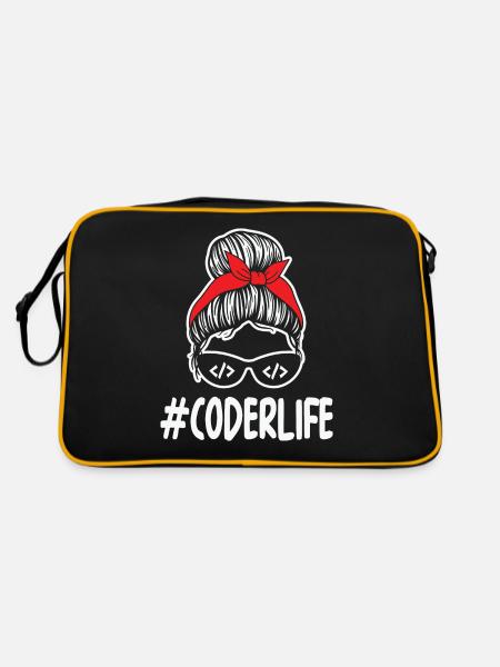 Mom Coding Mother Woman Coderlife - Retro Bag - black/gold - Back