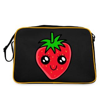Fraise, Baie, Fruits, Jardin, Kavaii, Fraises, Fruits - Sac Retro - noir/or - Dos